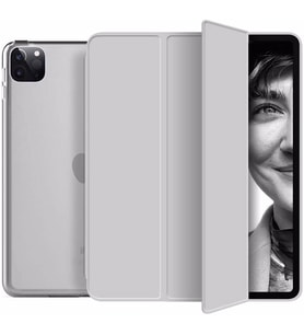 Apple iPad Pro 12.9 4. Nesil 2020 Kılıf PU Deri Smart Standlı Case A2229 A2069 A (Gri)