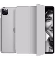 Apple iPad Pro 12.9 4. Nesil 2020 Kılıf PU Deri Smart Standlı Case A2229 A2069 A (Gri)