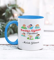 Beden Eğitimi Öğretmeni Tasarımlı Kişiye Özel Kupa Bardak (Mavi)