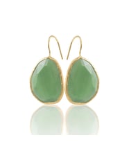 Kadir Jewellery 22 Ayar Altın Kaplama Fosil Taşlı Küpe -El İşçiliği Ve Hipoalerjenik Küpe (Yeşil)