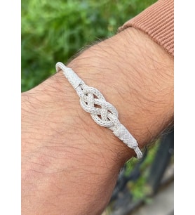 Sonsuzluk Gümüş Kazaziye El Örgüsü Bileklik : Siyah - 20 cm : Siyah - 21 cm : Siyah - Gümüş - 17 cm : Gümüş - 22 cm (Gümüş)