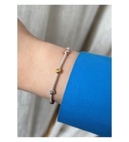 Gümüş Kazaziye Rose Boncuklu Bileklik : Gümüş - 19 cm : Siyah-Altın - 17 cm : Rose - Gold - 19 cm (Karışık)