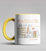 Kişiye Özel Matematik Öğretmeni Tasarımlı Siyah Renk Kupa 16 (Sarı)