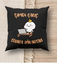 BK Gift Esprili Premium Kumaş Siyah Kırlent Yastık, Ev Hediyesi, Ev Dekorasyonu, Dekoratif Hediye (Model 10)