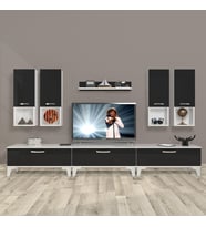 Decoraktiv Eko 8DA Slm Silver Tv Ünitesi Tv Sehpası (Siyah - Beyaz)
