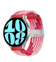Sneezy Huawei Watch GT 2 Elegant-Classic 42mm Uyumlu 20mm Metal Klips Solo Fiberlink Örgü Kordon (Kırmızı-Beyaz)