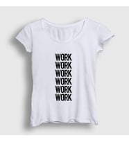Presmono Kadın Sarı Work Work Work Rihanna T-Shirt 342070tt (Beyaz)