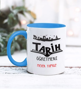 Tarih Öğretmeni Tasarımlı Kişiye Özel Kupa Bardak (Mavi)