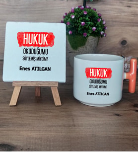 Hukuk Okuduğumu Söylemiş Miydim  Hediye Seti Kupa Bardak T Kulplu ve Dekoratif Taş Hukuk Öğrencisine Hediye (Model 7)