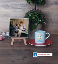 Cerraha Hediye Fotoğraflı Dekoratif Taş, Ahşap Altlıklı Türk Kahvesi Fincanı Hediye (Model 8)