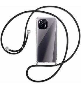 Xiaomi Mi 11 Kılıf Boyun Omuz Askılı İpli Şeffaf Silikon (Beyaz)