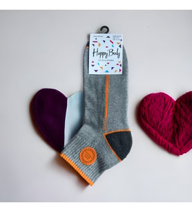 HAPPYBODY ÇORAP (ART..:10217 ) Erkek Penye 2 Li Havlu Patik Soft Lastik (Gri-Beyaz)