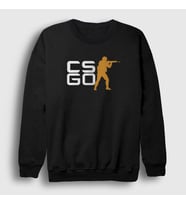 Presmono Unisex Beyaz Logo Oyun Counter Strike Cs Go Sweatshirt 323612tt (Siyah)