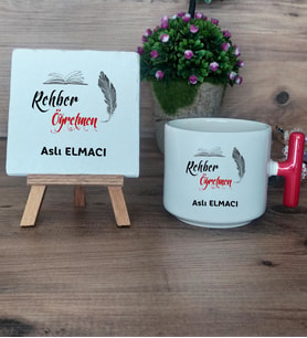 Rehber Öğretmeni Hediye Seti Kupa Bardak T Kulplu ve Dekoratif Taş Öğretmenler Günü Hediyesi Rehber Öğretmenine Hediye (Model 1)