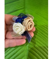 5X4 CM TASARIM 3 GÜLLÜ YAKA İĞNESİ TÜRBAN GİYİM AKSESUARI BROŞ (Mavi)