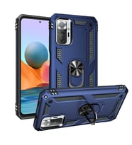 Xiaomi Redmi Note 10 Pro Uyumlu Kılıf Standlı Manyetik Yüzüklü Military Magnetic Ring Polycarbonate and TPU Case (Lacivert)
