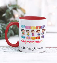 Sınıf Öğretmeni Tasarımlı Kişiye Özel Kupa Bardak (Kırmızı)