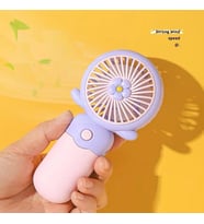 Livava Çiçekli Mini Fan Şarj Edilebilir, Mavi, 14x7 (Pembe)