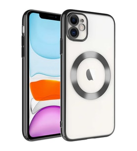 iPhone 11 Kılıf Wireless Şarj Özellikli Riksos Magsafe Kılıf (Siyah)