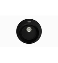 POLEX Cristalüx Granit Eviye P-06 Tezgah Altı Ve Tezgah Üstü Oval Mutfak Evyesi 51,5x51,5cm (Siyah)