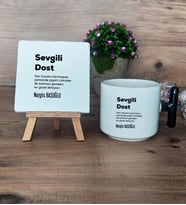 Sevgili Dost Hediye Seti Kupa Bardak T Kulplu ve Dekoratif Taş Arkadaşa Hediye, Dosta Hediye (Model 6)