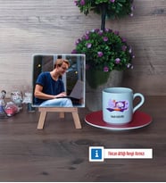 Bilgisayar Mühendisi Fotoğraflı Dekoratif Taş, Ahşap Altlıklı Türk Kahvesi Fincanı Hediye (Model 3)