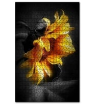 Cakapuzzle Günebakan Çiçeği Yakın Plan Yağlıboya Efekt Puzzle Yapboz MDF (Ahşap) (1000 Parça)
