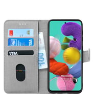Microsonic Samsung Galaxy A51 Kılıf Fabric Book Wallet (Gri)