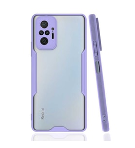 Xiaomi Redmi Note 10 Pro Kılıf ​​kamera Korumalı Arkası Şeffaf Silikon (Mor)
