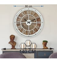 Markakanvas Beyaz Metal Kasalı Eski Dünya Haritalı Duvar Saati (Çap 50 cm - 80 cm ) (Beyaz)