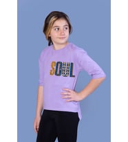 Toontoy Kız Çocuk Soul Baskılı Tişört (Lila)