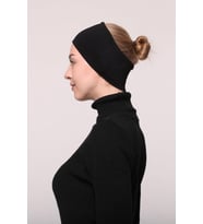 Kadın Penye Dikişsiz Tesettür Bandana Bone Spor Saç Bandı (Siyah)