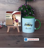 Happy Birthday Fotoğraflı Dekoratif Taş, Kupa Bardak Beyaz Hediye (Model 14)