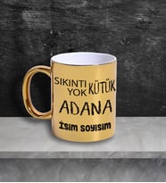Adana Temalı Kişiye Özel İsim ve/veya Fotoğraflı Kupa Bardak No:X025-01 (Gold)