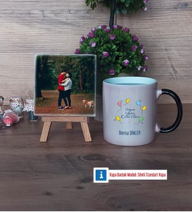 Doğum Günü Hediyesi Fotoğraflı Dekoratif Taş, Kupa Bardak Beyaz Hediye (Model 9)