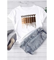 Unisex Leopar Kalp Baskılı Oversize T-shirt (Beyaz)