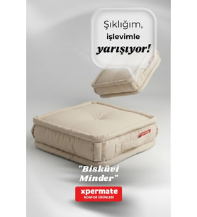 XPERMATE Bisküvi Minder Petek Önü Palet Üstü Minderi Fransız Minder Bank ve Bahçe Minderi 45x45x14 cm (Bej)