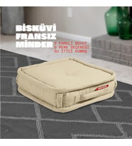 XPERMATE Bisküvi Minder Petek Önü Palet Üstü Minderi Fransız Minder Bank ve Bahçe Minderi 45x45x14 cm (Bej)