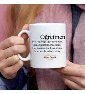Öğretmen Kelime Anlamı Kupa (Beyaz)