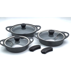 LİSA Granit Döküm 3 Lü Sahan Set (Gri)