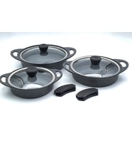 LİSA Granit Döküm 3 Lü Sahan Set (Gri)