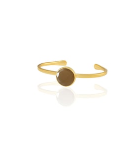 Kadir Jewellery Zirkon Taşlı Ayarlanabilir 22 Ayar Altın Kaplama Bilezik (Kahverengi)