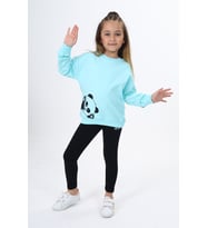 Toontoy Kız Çocuk Baskılı Taytlı Takım (Su Yeşili)