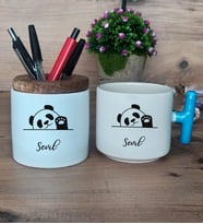 Sevimli Panda Hediye Sepeti Kupa Bardak T Kulplu, Kalemlik Hediyeleri Arkadaşa Doğum Günü Hediyesi (Model 3)
