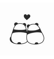 Panda Çifti Araba Sticker siyah 16x14 CM (Siyah)