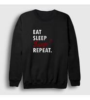 Presmono Unisex Beyaz Eat Sleep Tango Repeat Hediye Dance Dansçı Sweatshirt 464602tt (Siyah)