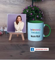 Laboratuvar Teknikeri Fotoğraflı Dekoratif Taş, Kupa Bardak Beyaz Hediye (Model 14)