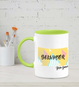 Kişiye Özel Desinatör Tasarımlı Siyah Kupa (Yeşil-Beyaz)