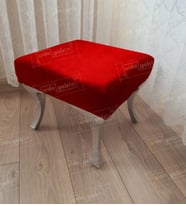 Ayak Ucu Kapı Önü Antre Düz Bench Puf Gümüş Ayak (Kırmızı)