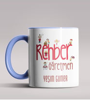 Kişiye Özel Rehber Öğretmen Tasarımlı Siyah Renk Kupa Bardak 3 (Mavi)